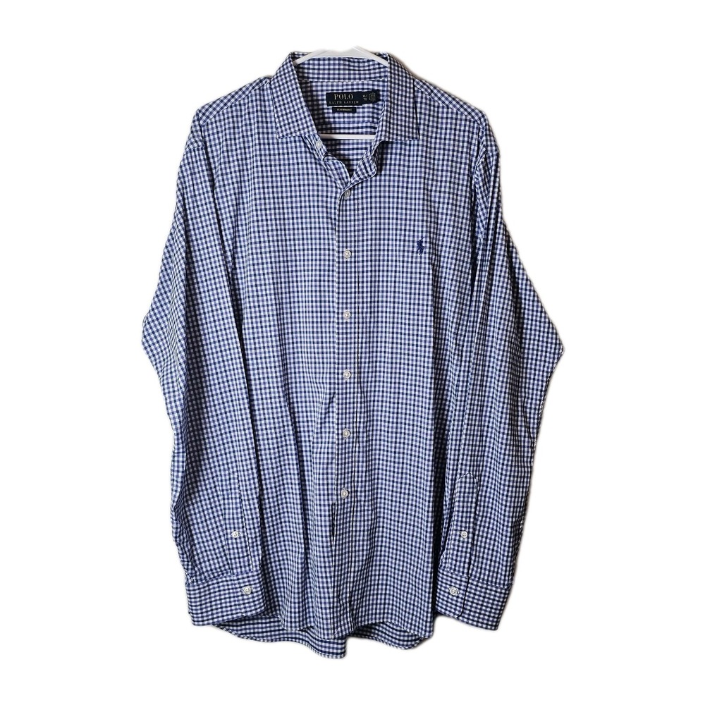 Polo Ralph Lauren Shirt Men XL Plaid Performance Button Down Gingham Check‎ EUC